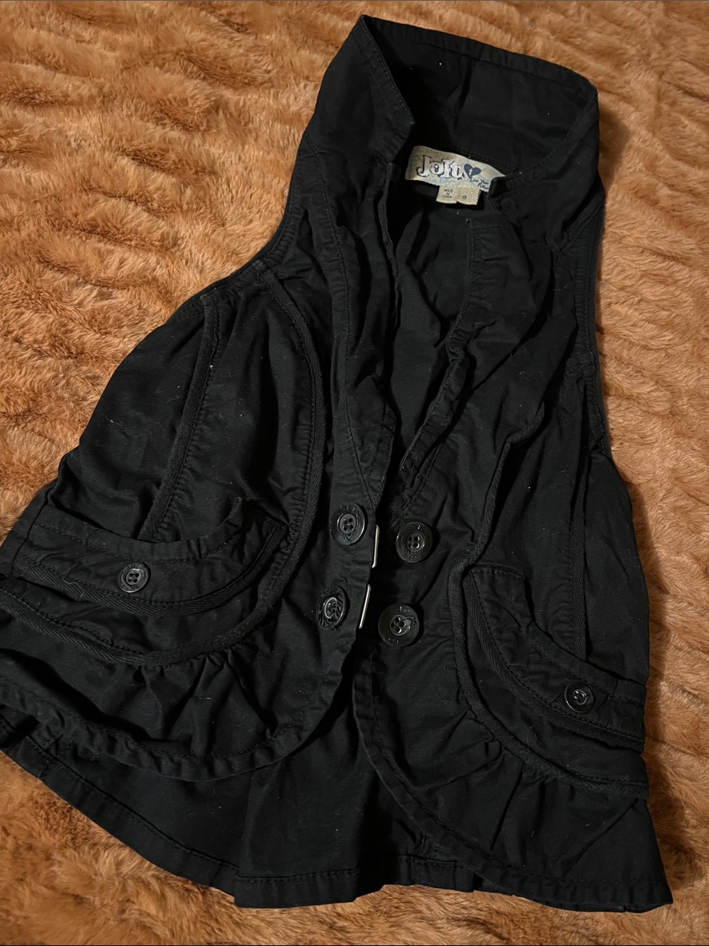 Jolt Black Button-Front Women's Utility Vest